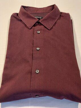 Van Heusen Men’s Button Down Shirt XXL 18-18.5 Burgundy Stripe